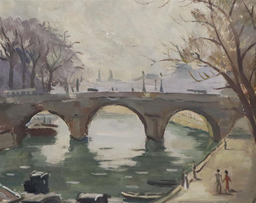 Andre Chochon (1910-2005), pair of oils on wooden panels, Views of Paris, signed, 18 x 23cm